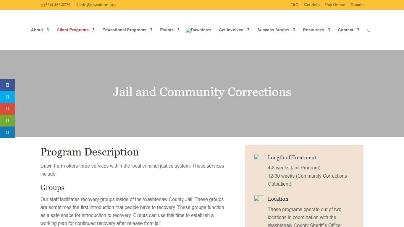 Jail and Community Corrections Dawnfarm