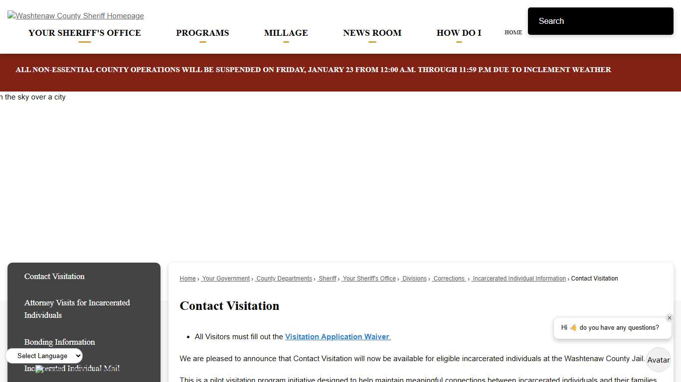 Contact Visitation Washtenaw County, MI - Official Website